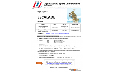 Épreuves de qualification aux championnat de France d'escalade !